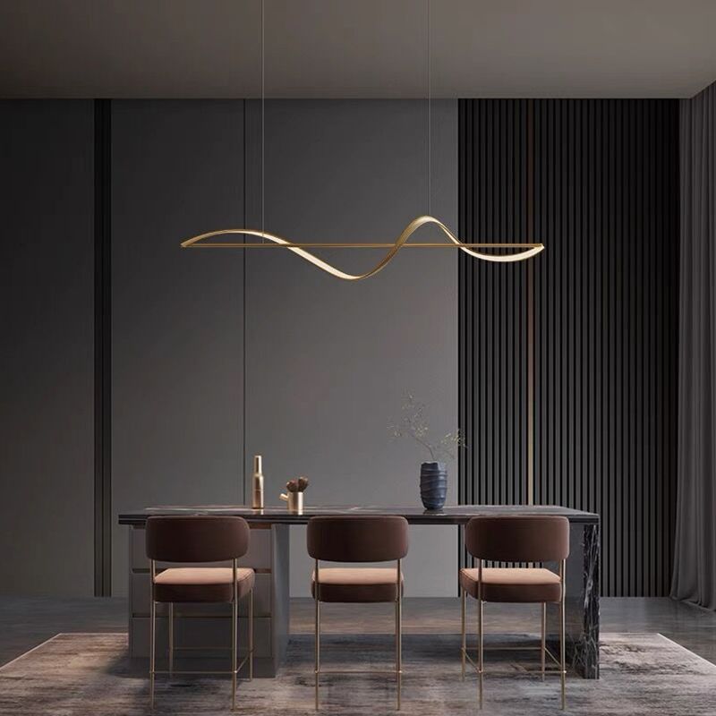 Louise Wave Linear Pendant Light – 39.4/47.2", Black or Gold