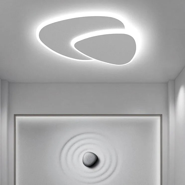 Modern Oval LED Flush Ceiling Light – White Acrylic & Metal Design