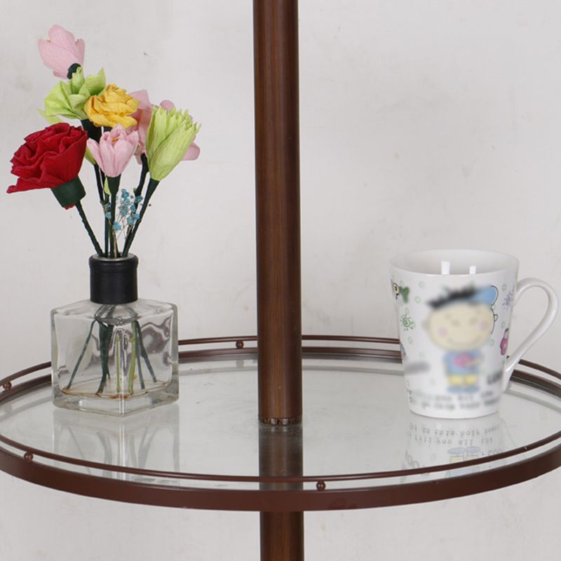 Eryn Retro Drum Floor Lamp – Beige/Khaki Fabric Shade, Metal Base