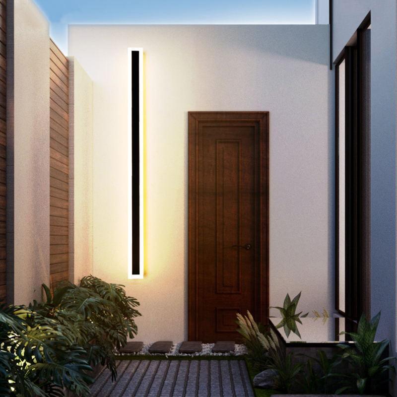 Edge Modern Outer Glow Linear Outdoor Wall Light – Dark Steel