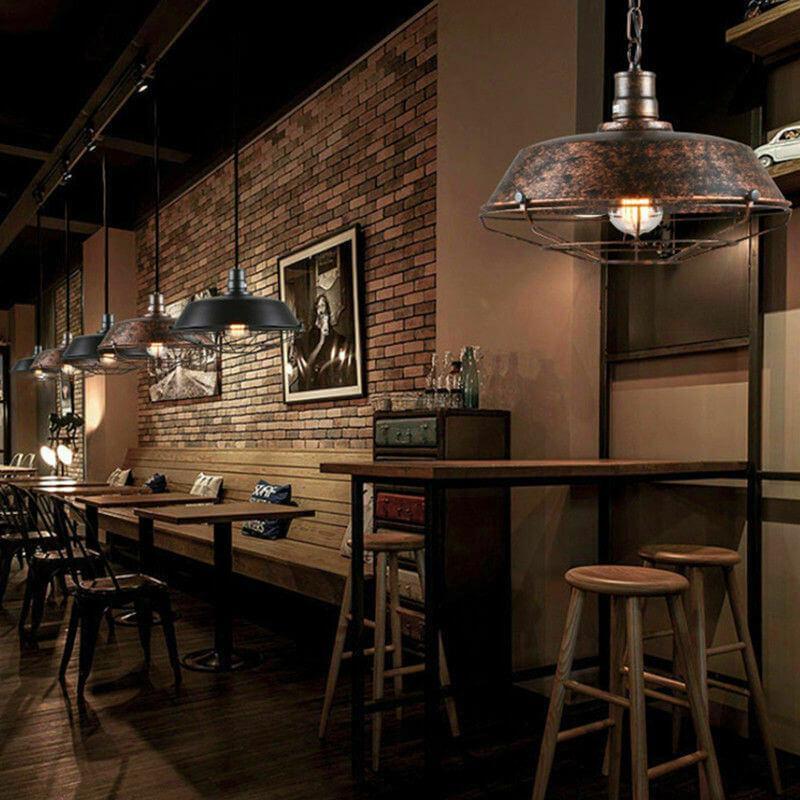 Rustic Industrial E27 Pendant Lamp Shade – Black or Rust Finish