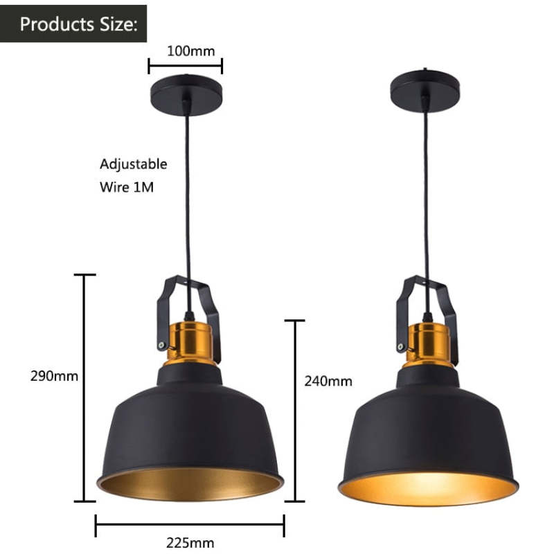 Vintage Loft LED Pendant Light – E27 Aluminum & Wood Dining Lamp