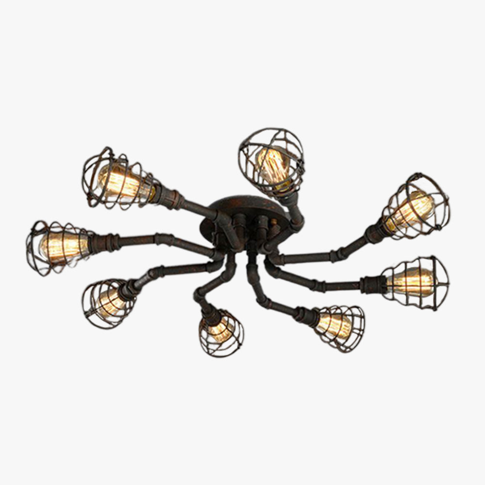 Alessio Industrial Flush Mount Ceiling Light – 4/6/8 Heads