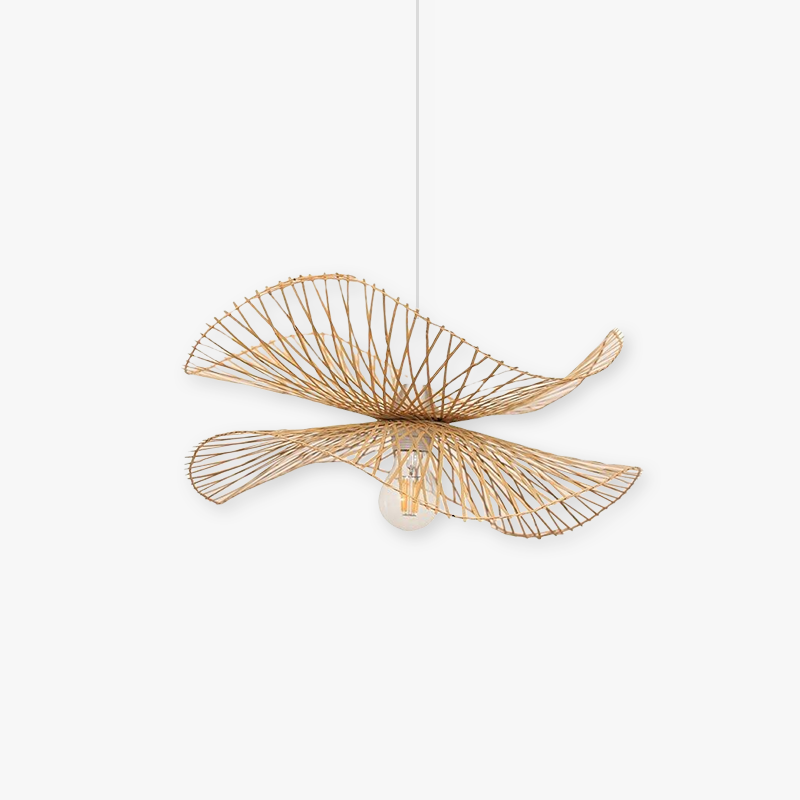Chinese-Style Bamboo Pendant Lamp – Zen Bamboo Weave Hanging Light