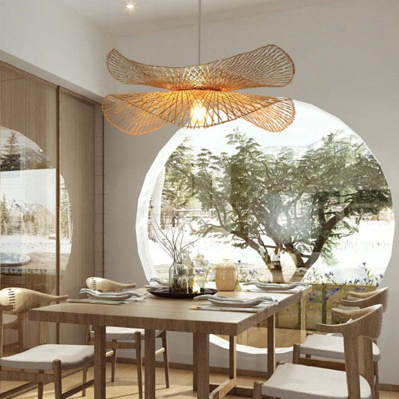 Chinese-Style Bamboo Pendant Lamp – Zen Bamboo Weave Hanging Light