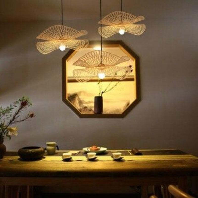 Chinese-Style Bamboo Pendant Lamp – Zen Bamboo Weave Hanging Light