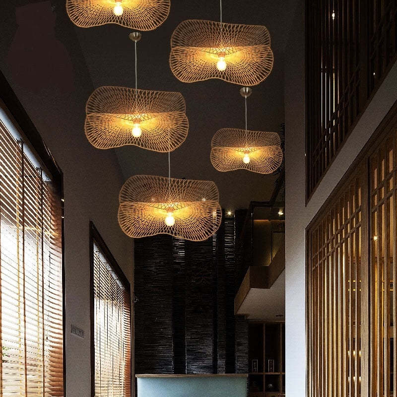 Chinese-Style Bamboo Pendant Lamp – Zen Bamboo Weave Hanging Light