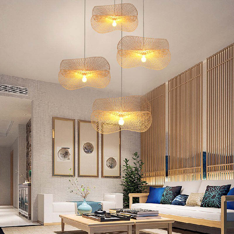 Chinese-Style Bamboo Pendant Lamp – Zen Bamboo Weave Hanging Light
