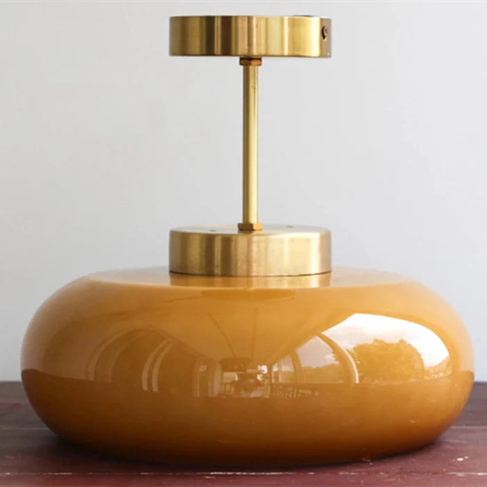 Vintage Semi-Flush Ceiling Light – 11″ Orange Dome Shade
