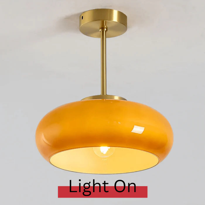 Vintage Semi-Flush Ceiling Light – 11″ Orange Dome Shade