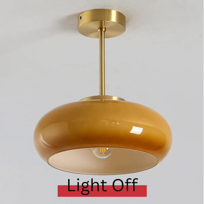 Vintage Semi-Flush Ceiling Light – 11″ Orange Dome Shade