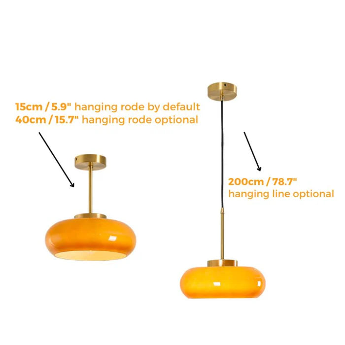 Vintage Semi-Flush Ceiling Light – 11″ Orange Dome Shade