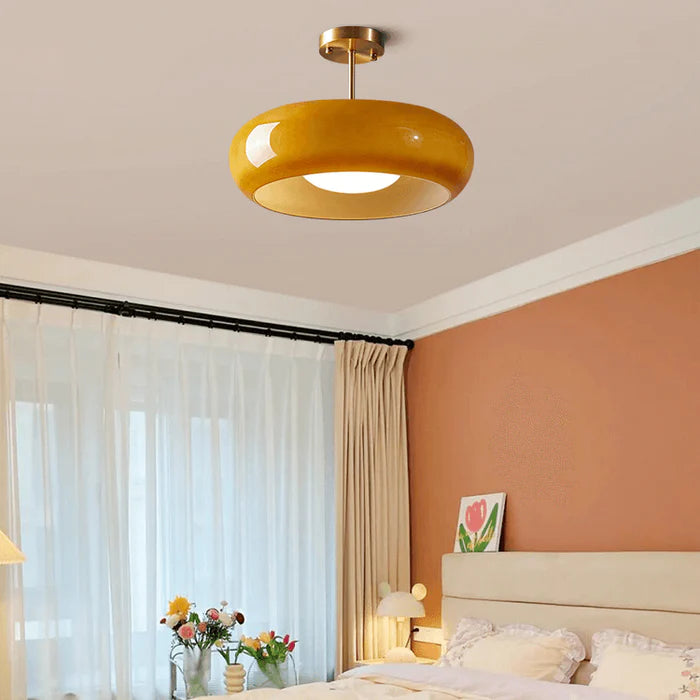 Vintage Semi-Flush Ceiling Light – 11″ Orange Dome Shade