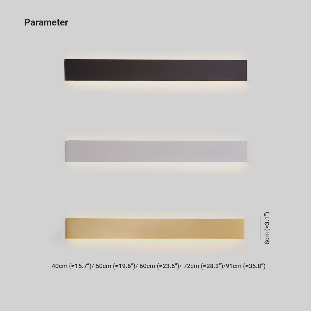 Edge Minimalist Rectangular Wall Lamp – Black, White, or Gold