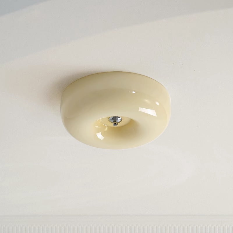 Hailie Cream Glass Flush Mount Ceiling Light – LED, 12.6–18.1"