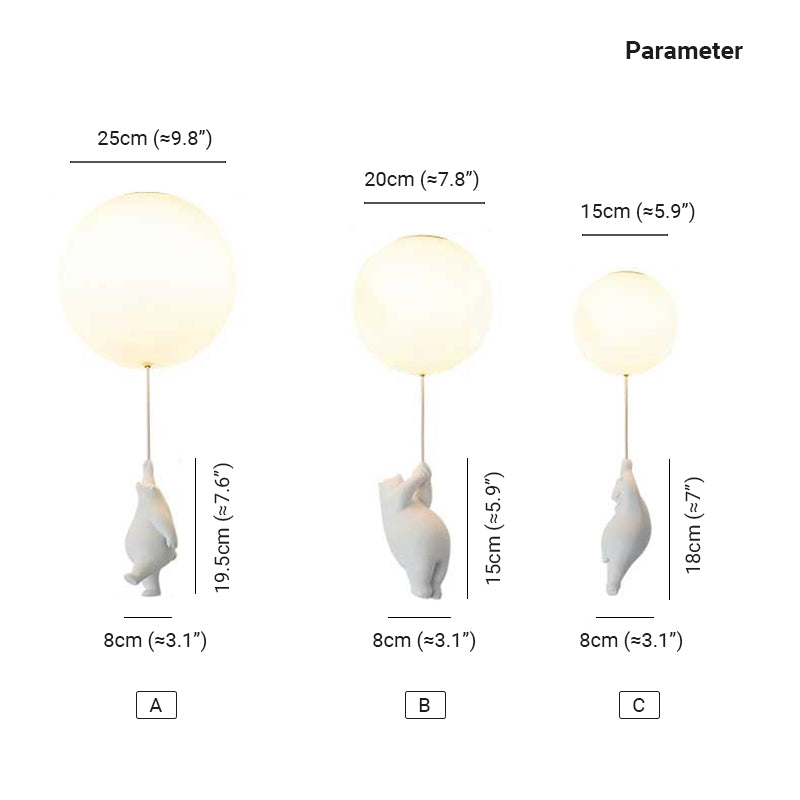 Bear Balloons Ceiling Light – LED Flush Mount, 3 Colours