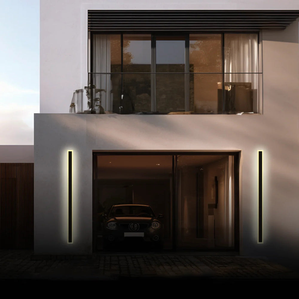 Edge Modern Outer Glow Linear Outdoor Wall Light – Dark Steel