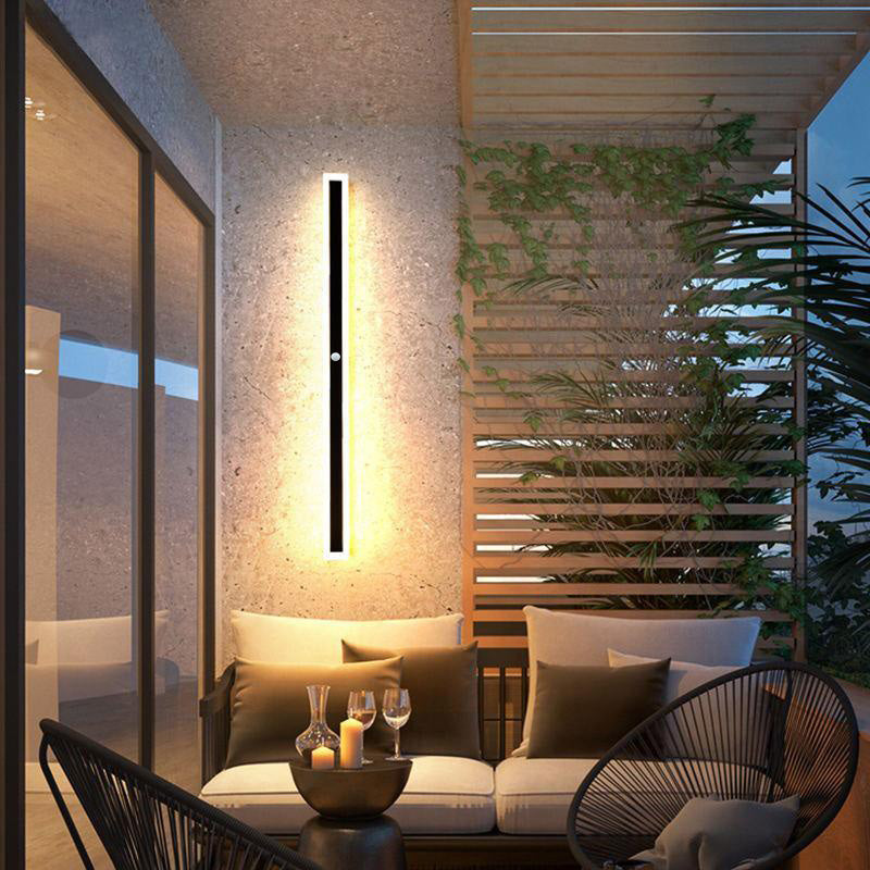 Edge Modern Outer Glow Linear Outdoor Wall Light – Dark Steel