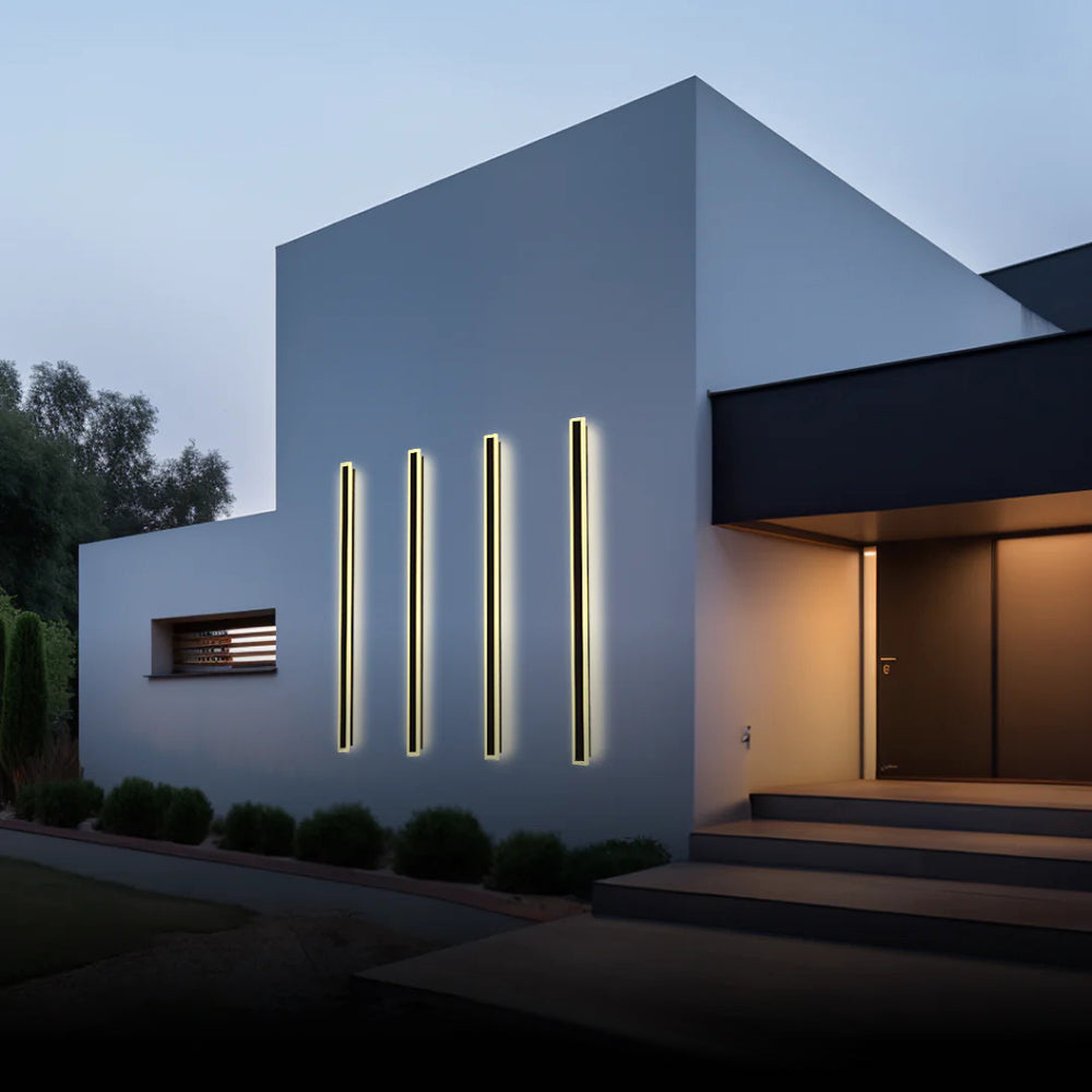 Edge Modern Outer Glow Linear Outdoor Wall Light – Dark Steel