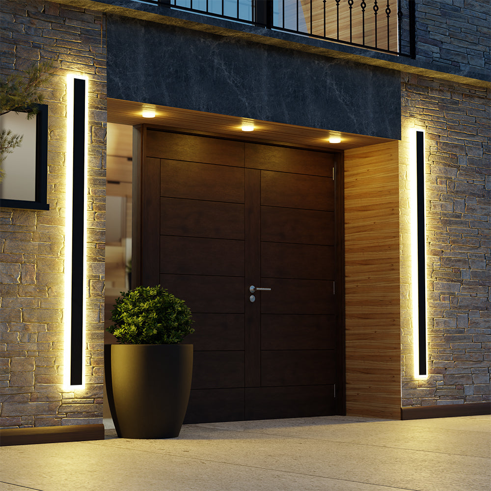 Edge Modern Outer Glow Linear Outdoor Wall Light – Dark Steel
