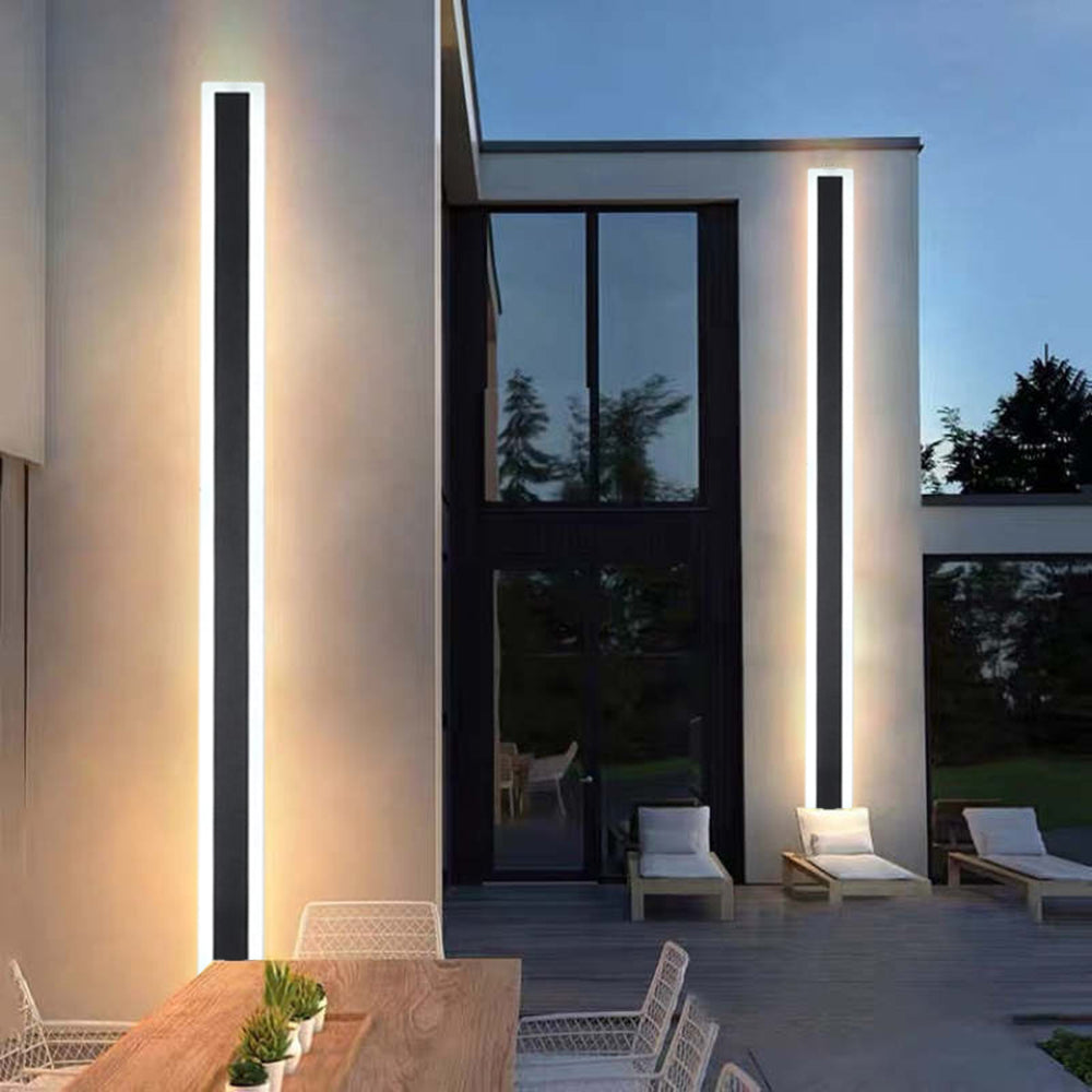 Edge Modern Outer Glow Linear Outdoor Wall Light – Dark Steel