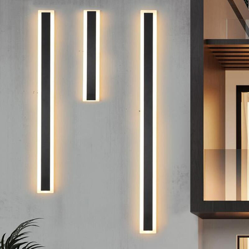 Edge Modern Outer Glow Linear Outdoor Wall Light – Dark Steel