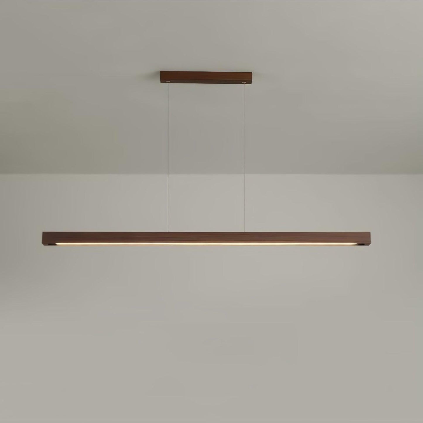 Scandinavian Wood Linear Pendant Light With Warm LED Glow