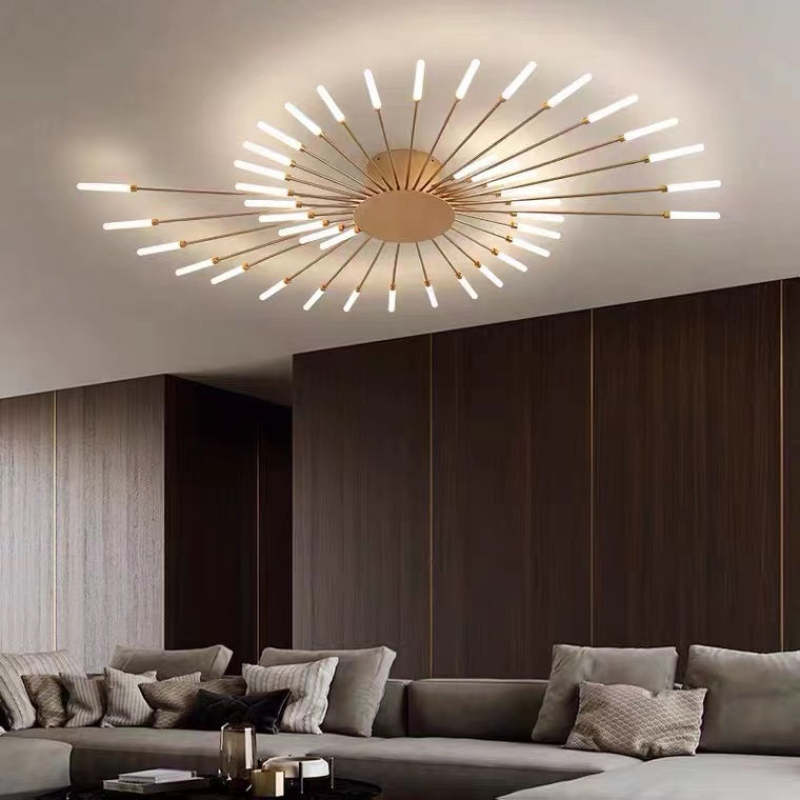 Lowry Fireworks LED Ceiling Light – Black/Gold, 12–42 Bulbs