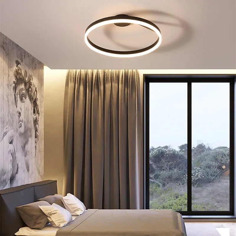 Arisha Modern Circle Flush Mount Ceiling Light – Black/White, LED