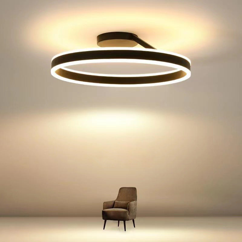 Arisha Modern Circle Flush Mount Ceiling Light – Black/White, LED