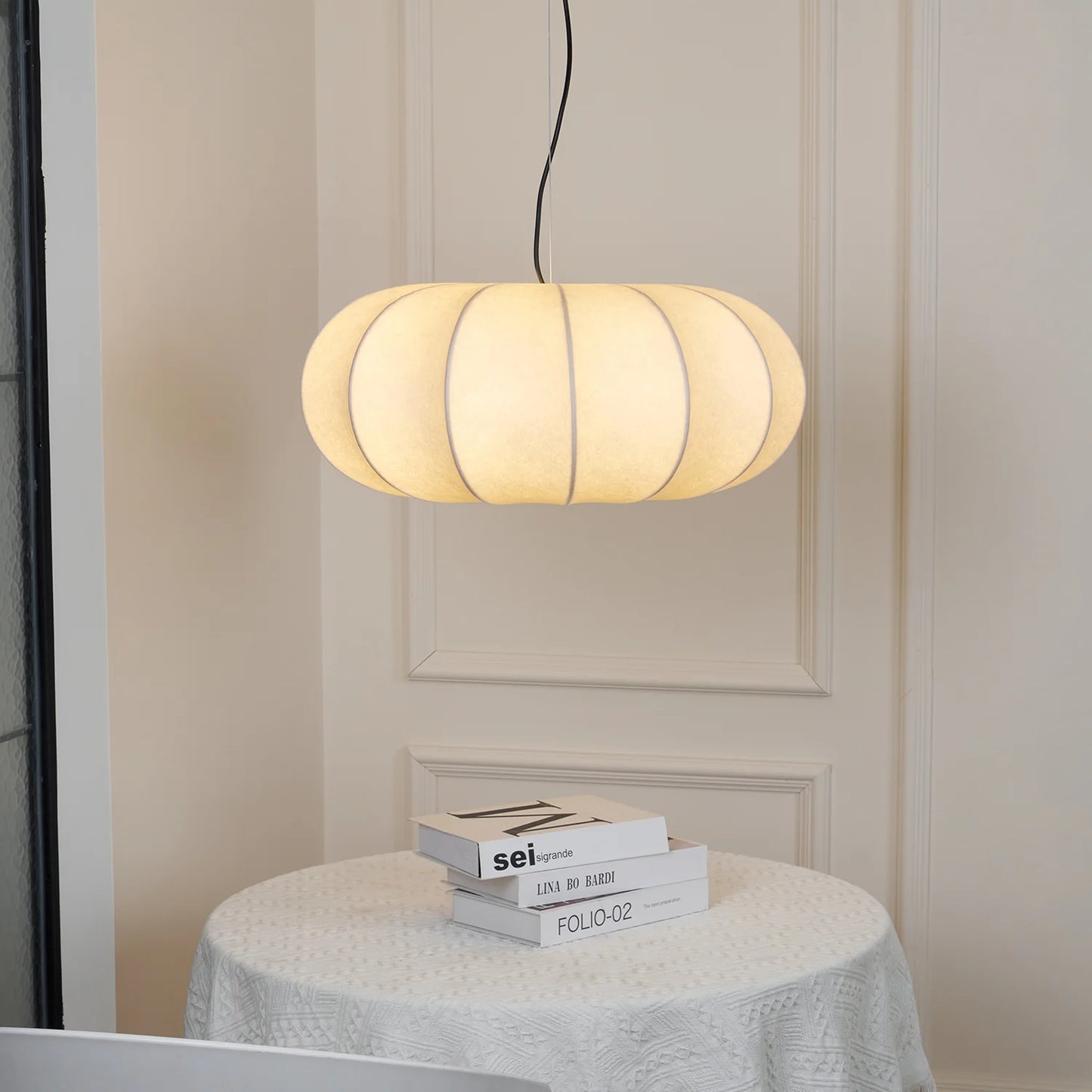Ozawa Vintage Oblate Silk & Metal Pendant Light – 3 Sizes