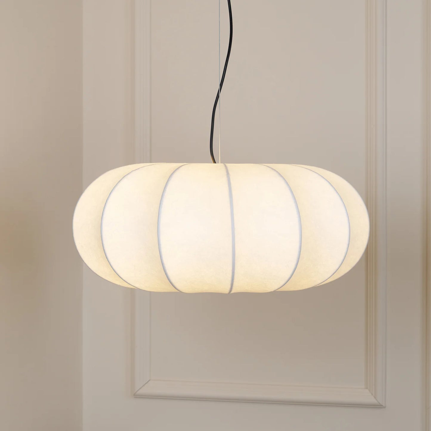 Ozawa Vintage Oblate Silk & Metal Pendant Light – 3 Sizes