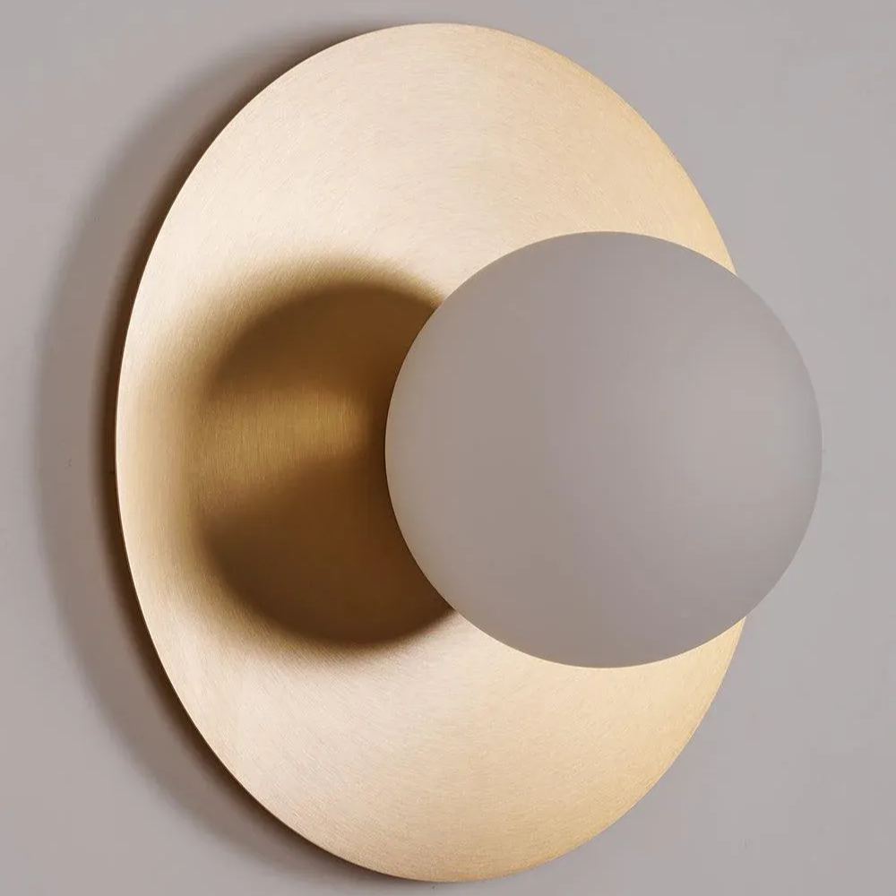 Orr Modern Minimalist Round Glass Wall Light – Black or Brass Finish