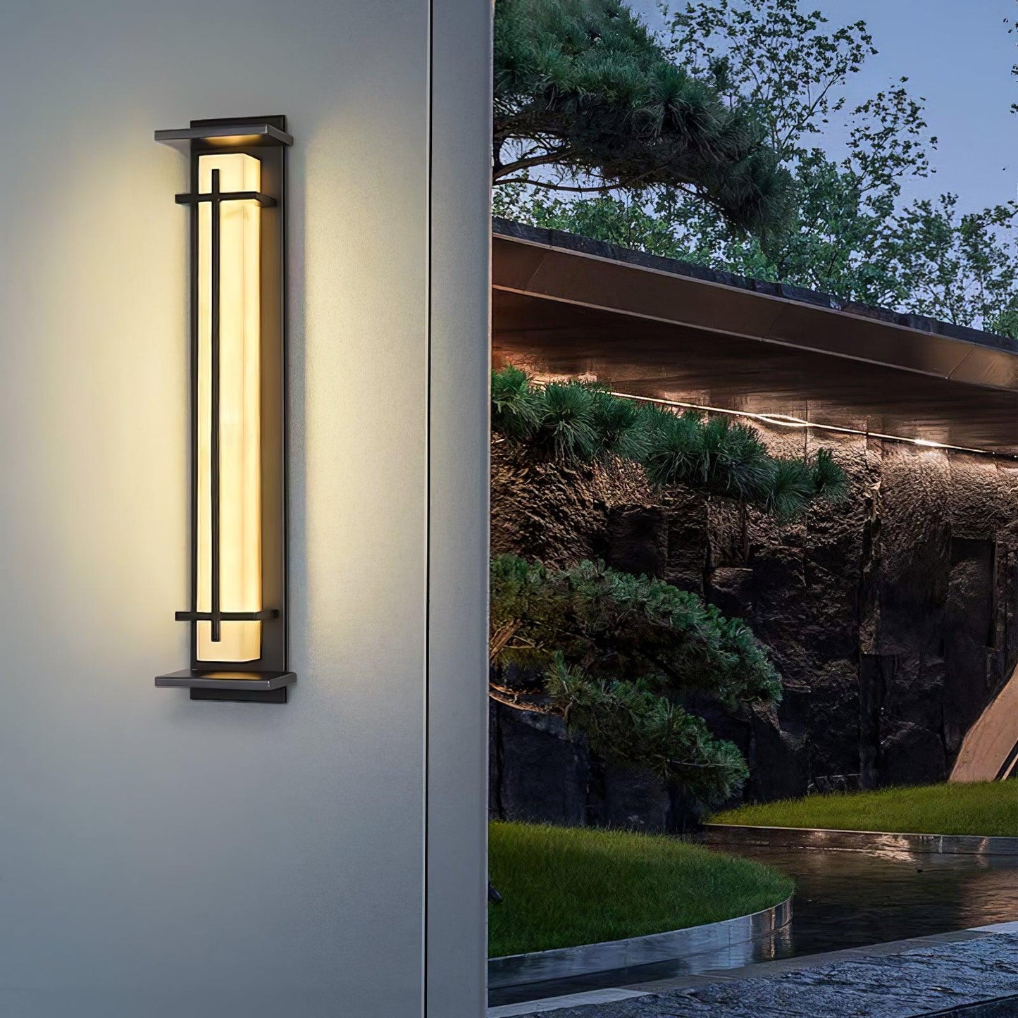 Orr Square Outdoor Wall Light – Metal & Alabaster-Resin IP65 LED