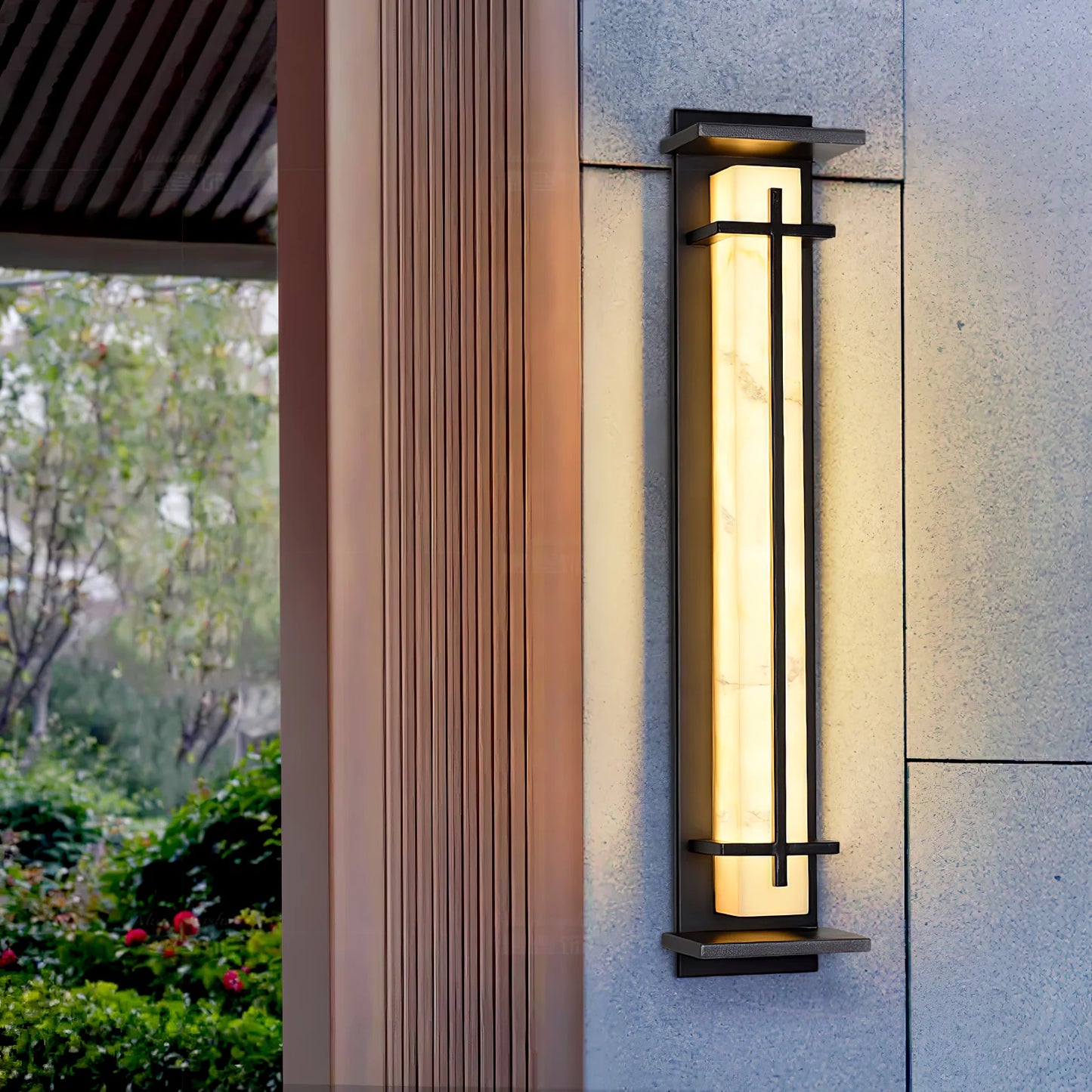Orr Square Outdoor Wall Light – Metal & Alabaster-Resin IP65 LED