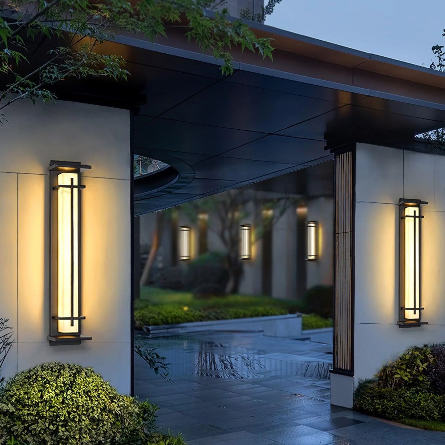 Orr Square Outdoor Wall Light – Metal & Alabaster-Resin IP65 LED