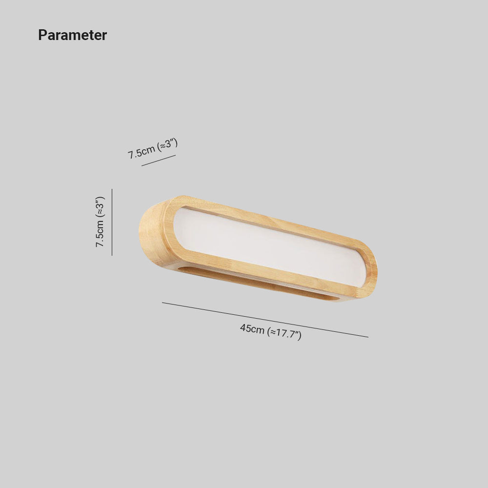 Ozawa Rectangular Wooden Wall Lamp – 21.7" LED, 3-Colour Switch