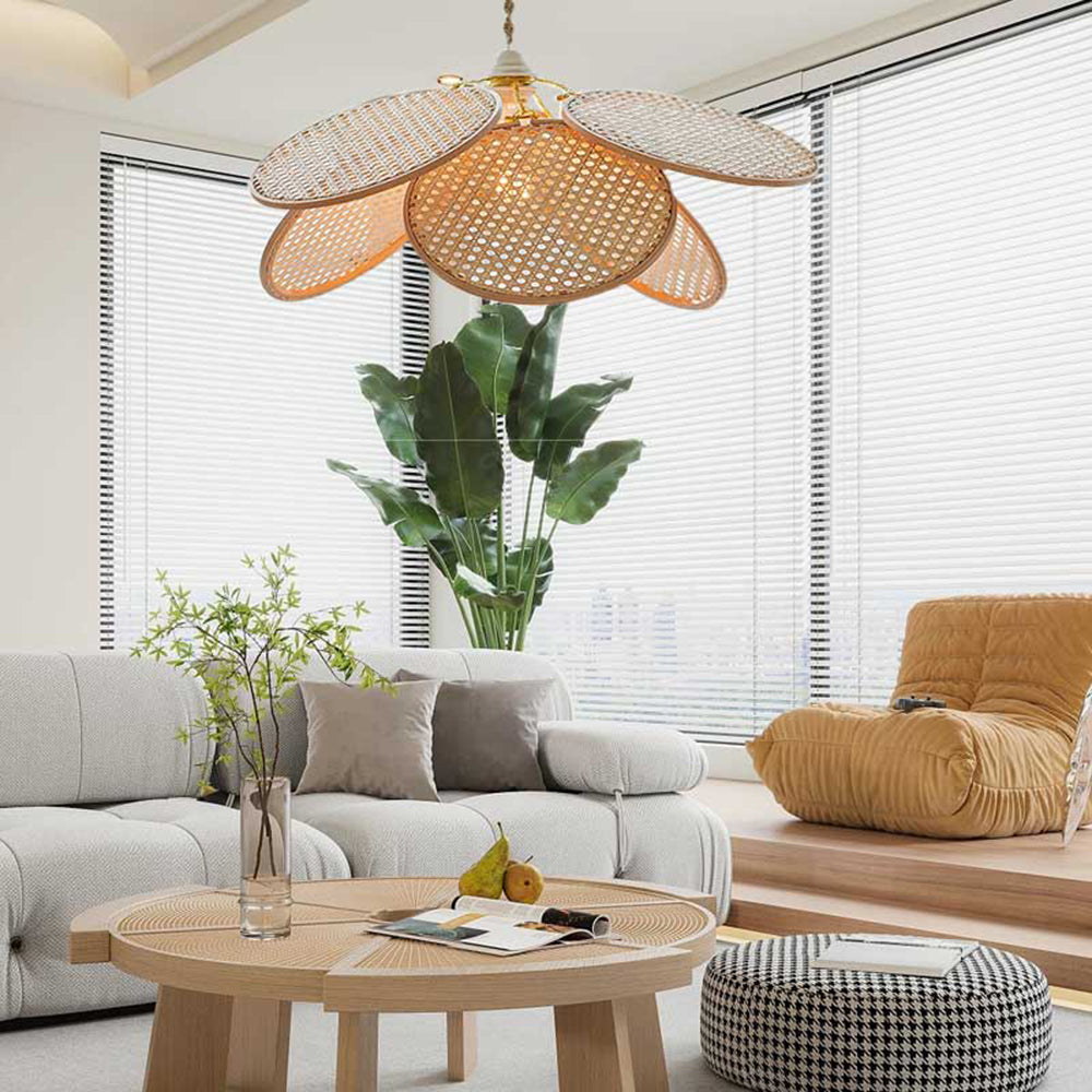 Ritta Rattan Willow Weave Pendant Light – French-Country Style, S/L