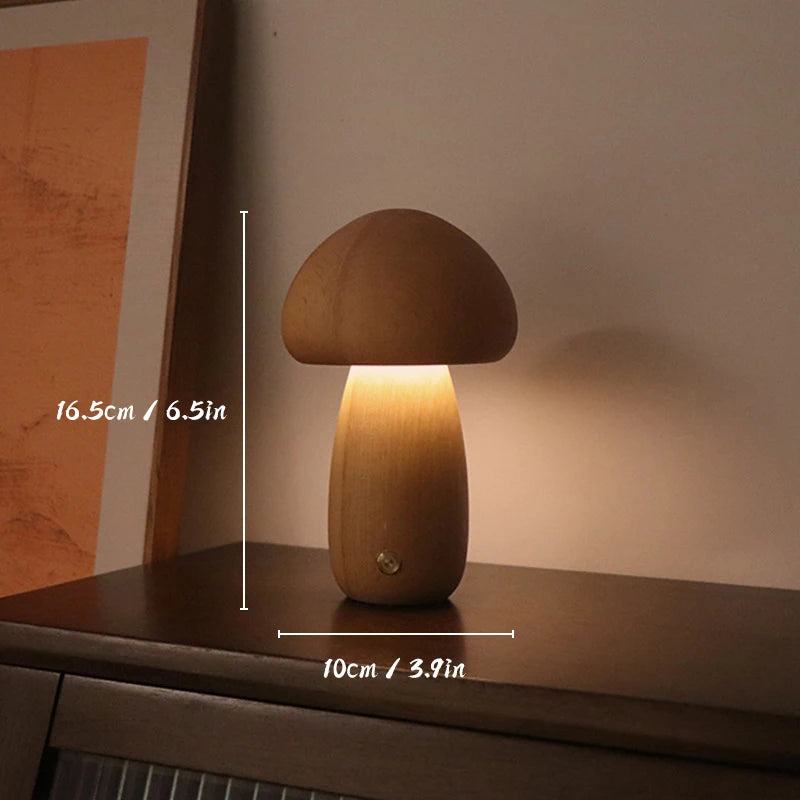 Wooden Mushroom Decorative Lamp