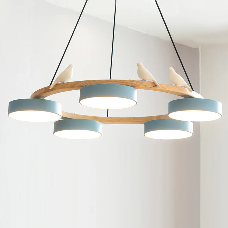 Morandi Modern Chandelier – Metal, Wood, Resin, Acrylic, 4–5 Lights
