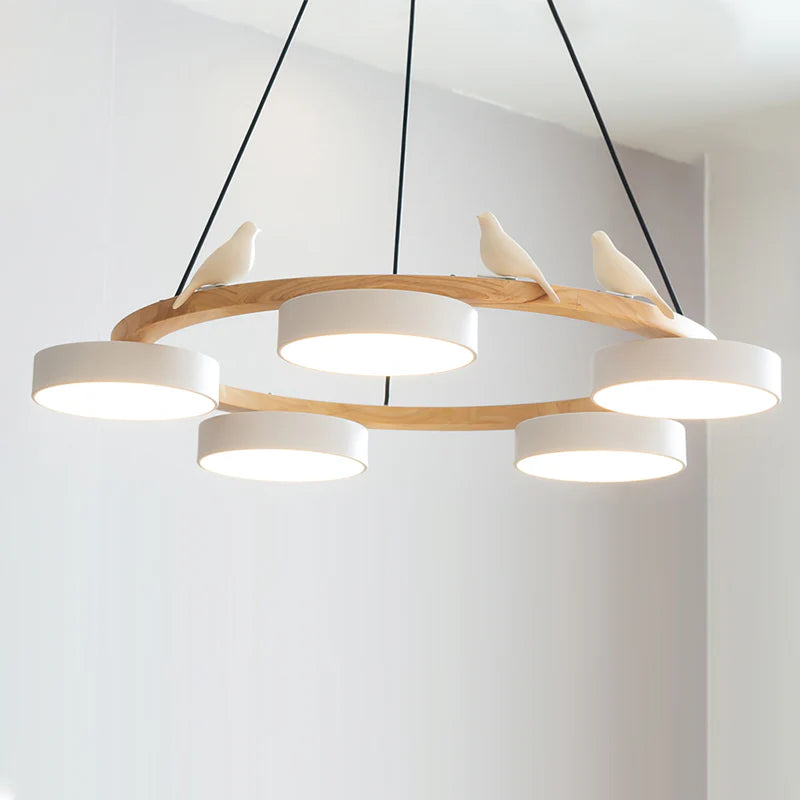 Morandi Modern Chandelier – Metal, Wood, Resin, Acrylic, 4–5 Lights