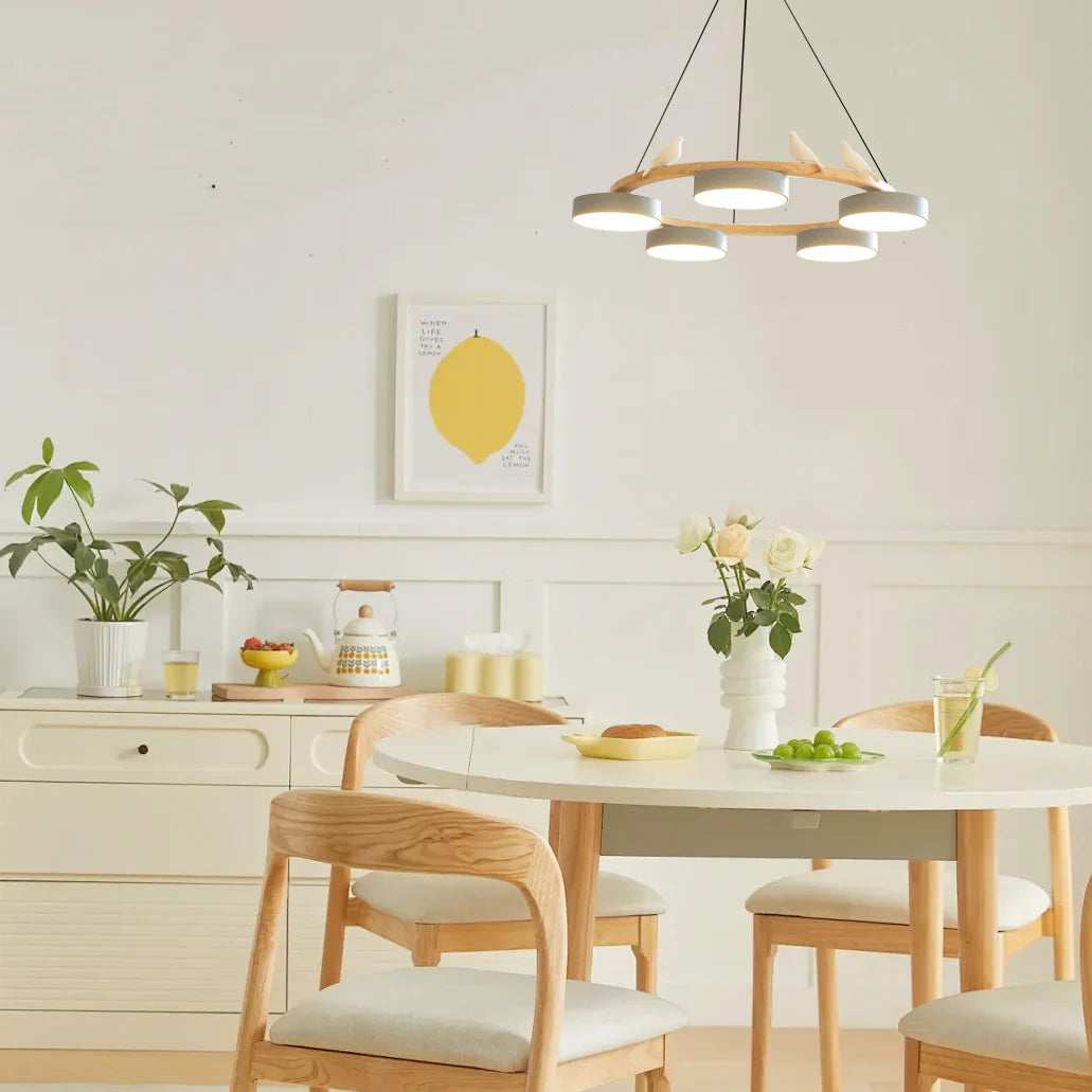 Morandi Modern Chandelier – Metal, Wood, Resin, Acrylic, 4–5 Lights