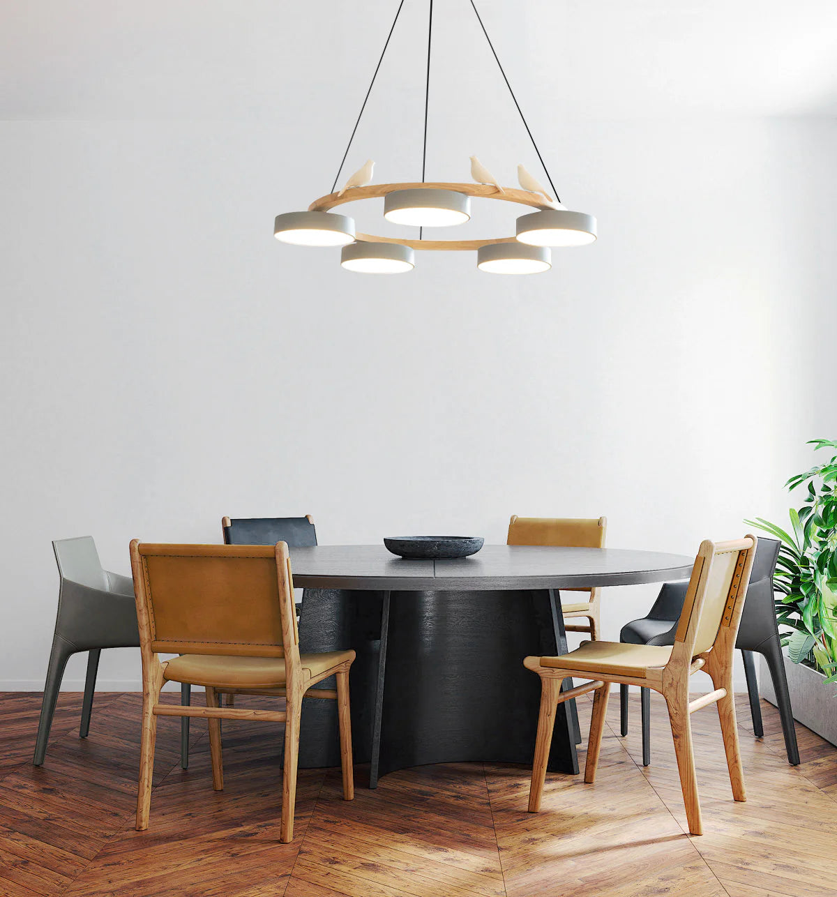 Morandi Modern Chandelier – Metal, Wood, Resin, Acrylic, 4–5 Lights
