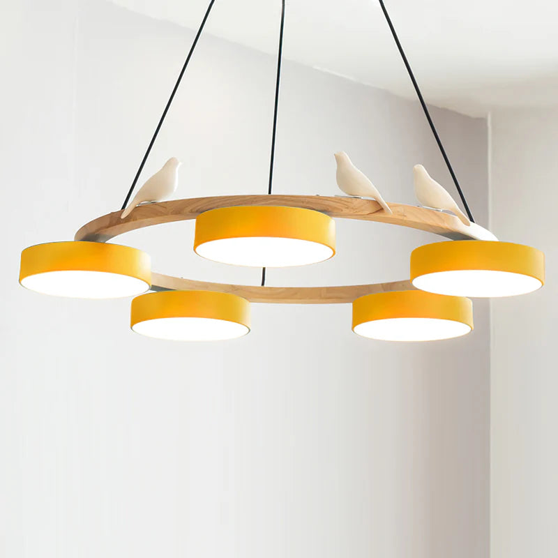Morandi Modern Chandelier – Metal, Wood, Resin, Acrylic, 4–5 Lights