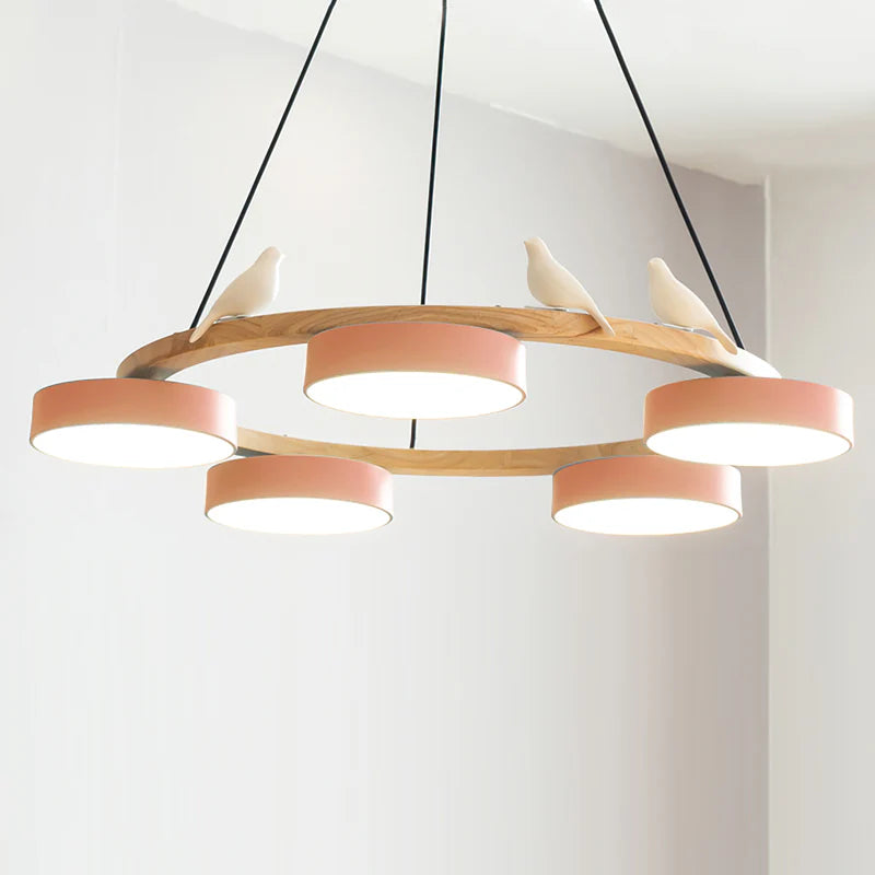Morandi Modern Chandelier – Metal, Wood, Resin, Acrylic, 4–5 Lights