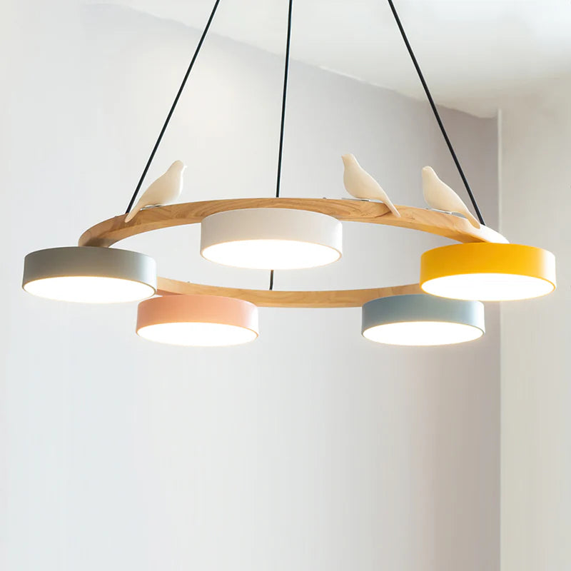 Morandi Modern Chandelier – Metal, Wood, Resin, Acrylic, 4–5 Lights