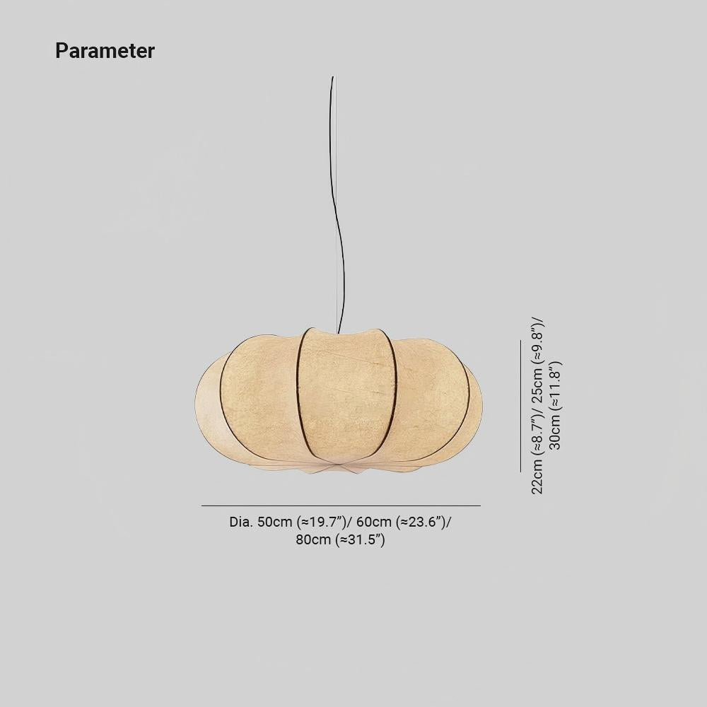 Ozawa Vintage Oblate Silk & Metal Pendant Light – 3 Sizes