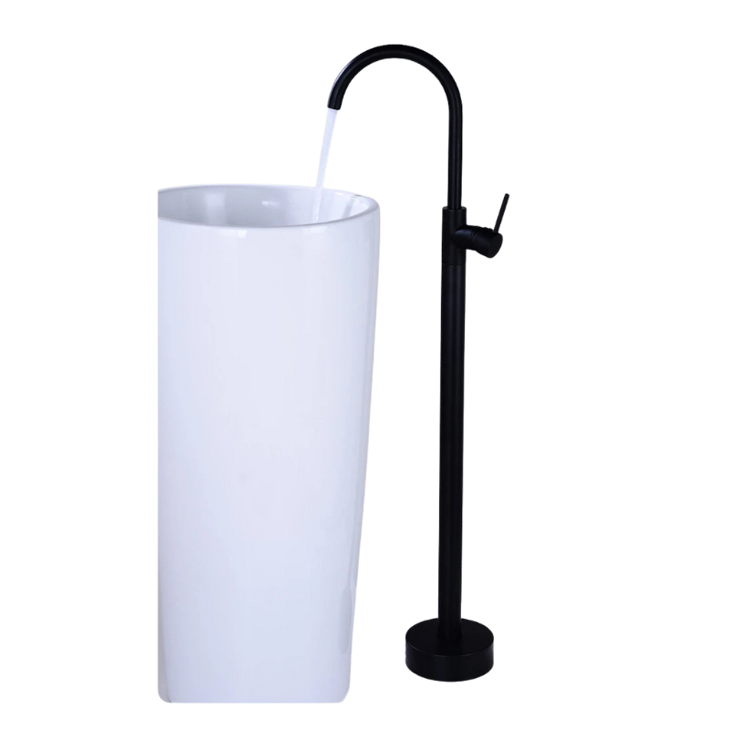 Antique Brass Floor Standing Bathtub Filler with Hand Shower Faucet