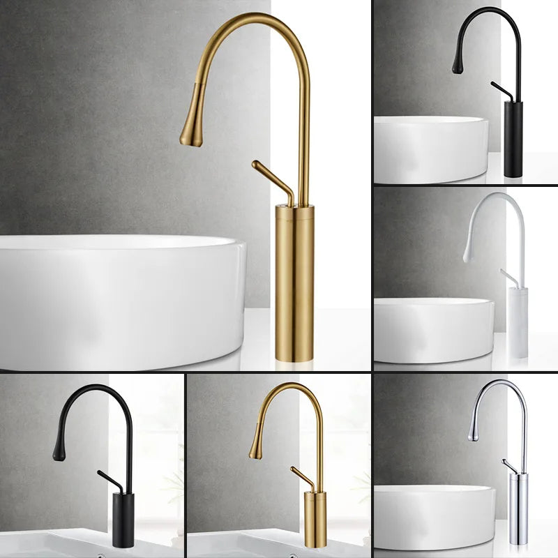 Basin Faucet Single Lever 360 Rotation Spout Modern Brass Mixer Tap-Basin Faucet-Index Bath-Black-Short-Index Bath