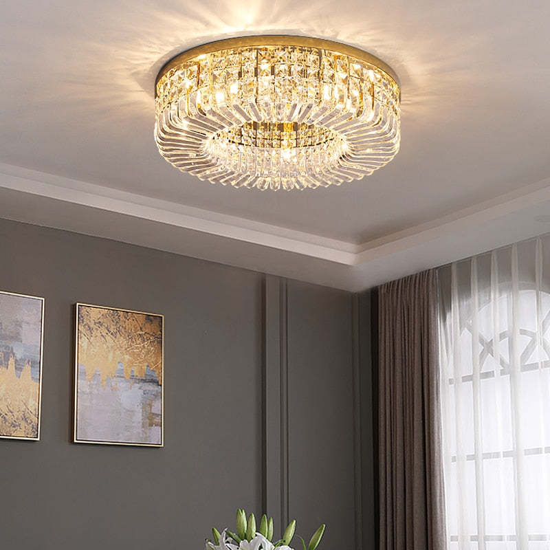 Marilyn Luxury Flush Mount Crystal LED Ceiling Light – Gold Finish